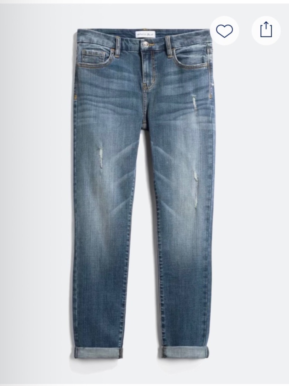 Studio Blue - Kenova Mid Rise Cropped Skinny Distressed Rolled Jean